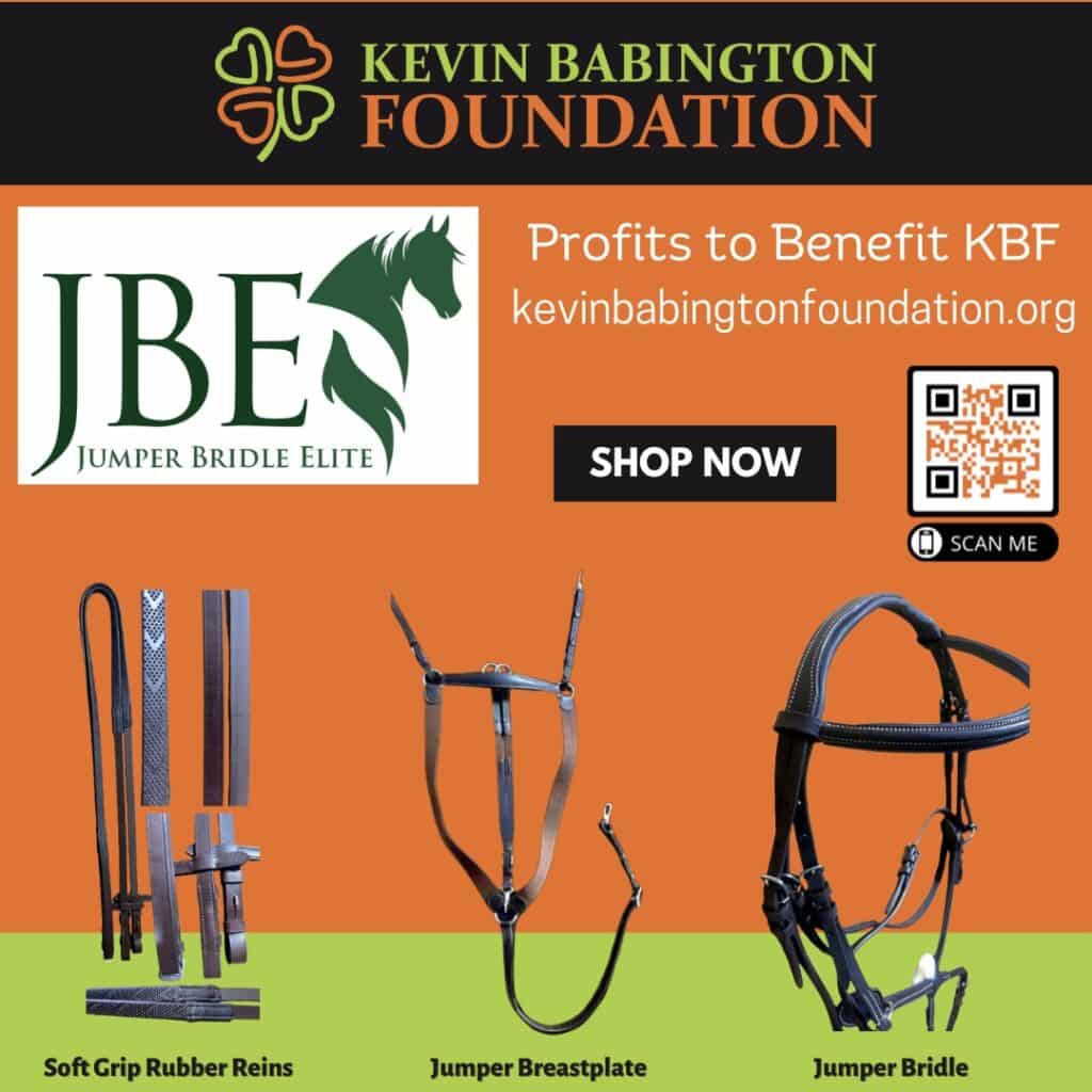 Jumper Bridle Elite will donate profits from these items to the Kevin Babington Foundation in 2023